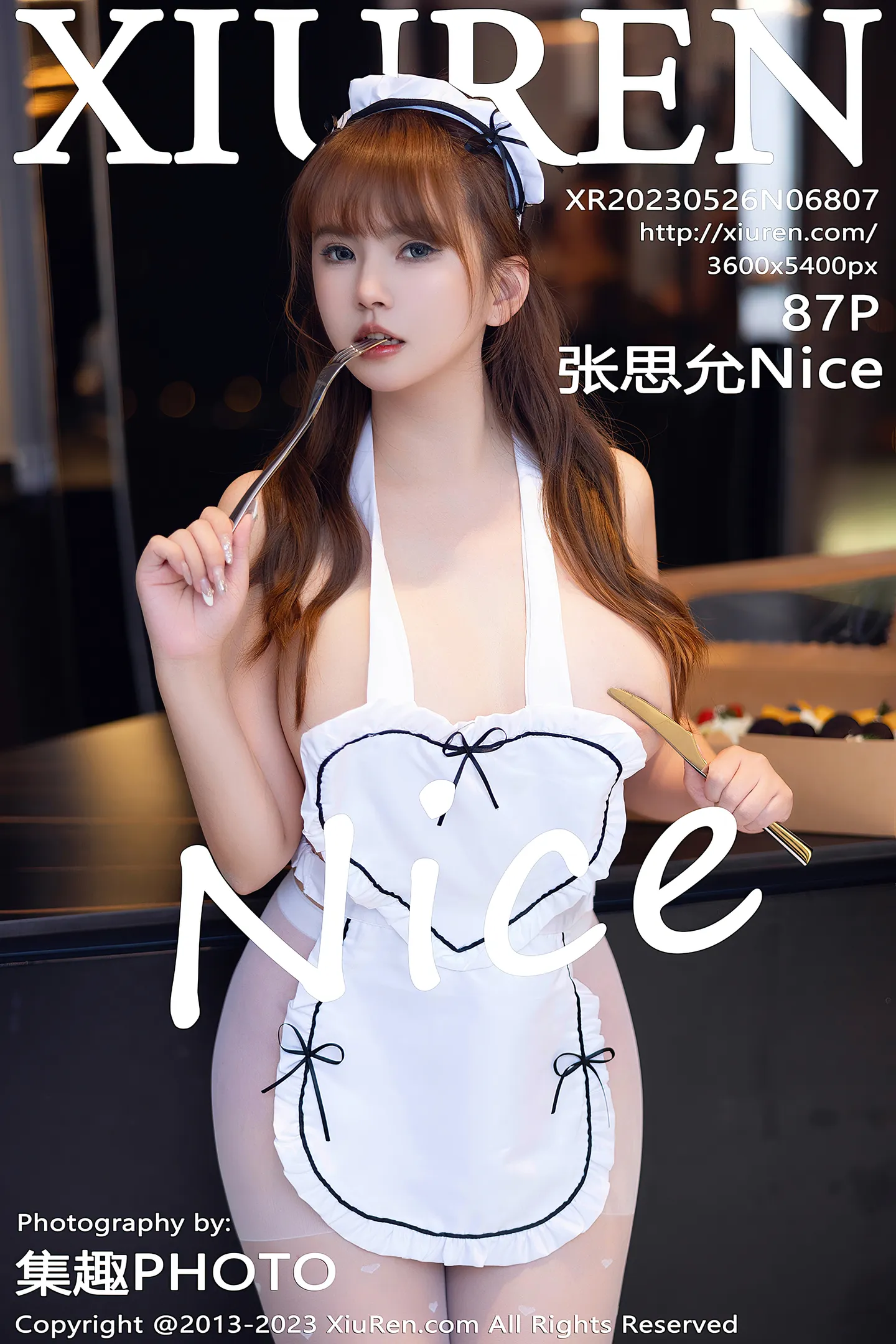 [XiuRen秀人网]No.6807_模特张思允Nice厨娘装扮白色围裙配白丝袜秀丰满身材诱惑写真87P-秀人网 - XiuRen.Xyz
